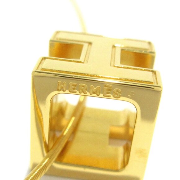Auth HERMES Cage d'H - Gold White Hardware Necklace - Picture 6 of 9